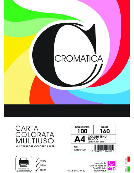 RISMA CARTA CROMATICA FG.100 A4 GR.80 BIANCO