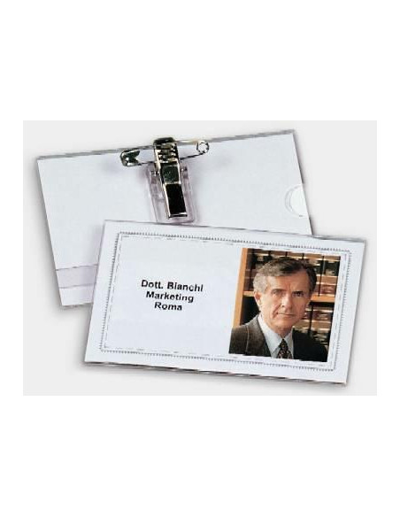 PORTANOME IN PVC CON SPILLA E CLIP PZ.50