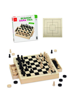 SCACCHI DAMA TRIA LEGNO CM 30