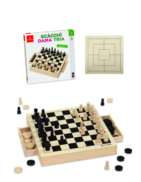 SCACCHI DAMA TRIA LEGNO CM 30