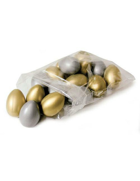 UOVA DA DECORARE PZ.24 CM.6,5H ORO E ARGENTO