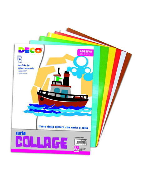 CARTA COLLAGE ADESIVA FG.6 CM.24X34 GR.80