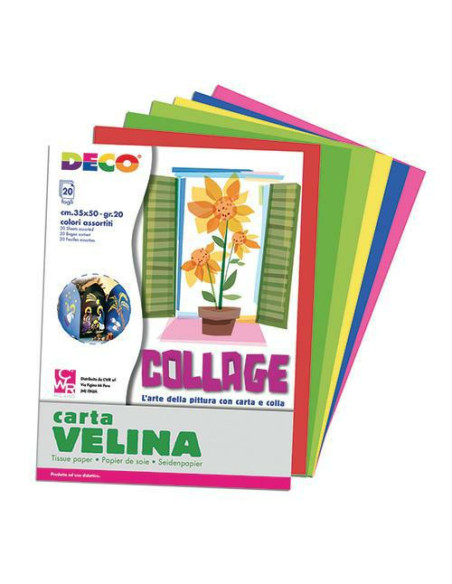 CARTA VELINA FG.25 CM.50X76 GR.20 5 COL.CALDI