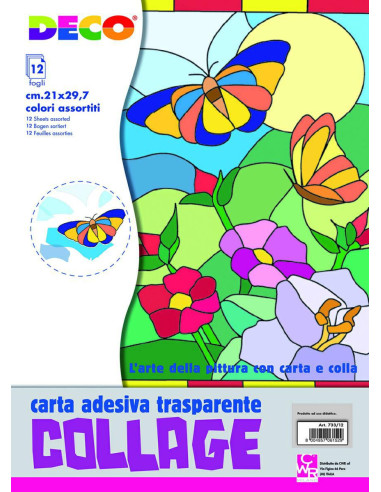 CARTA COLLAGE TRASPARENTE A4 FG.12 COL. ASS.