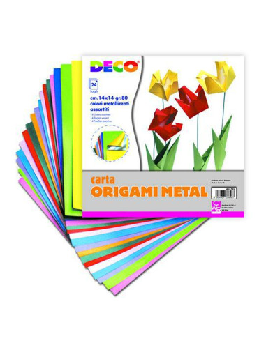 CARTA ORIGAMI METALLIZZATA CM.14X14 FG.24