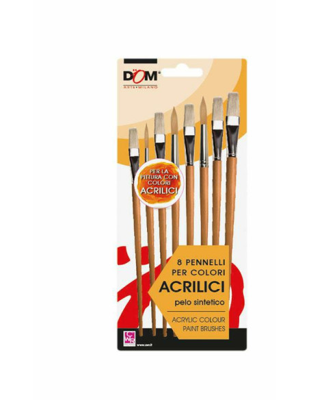 PENNELLO SINTETICO PER COLORI ACRILICI PZ.8