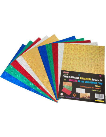 CARTA OLOGRAFICA ADESIVA FG.10 A4 5 COL. ASS
