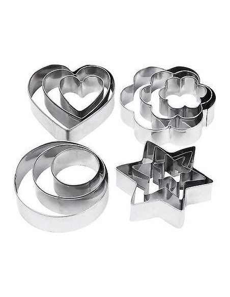 FORMINE IN METALLO CUORI,STELLE, CERCHI PZ.12