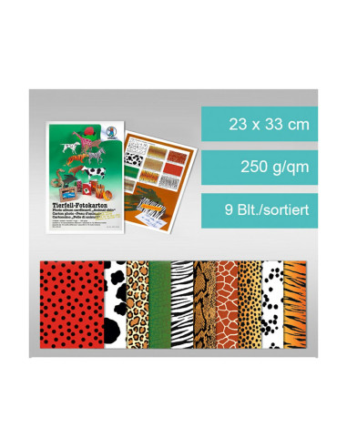 CARTONCINO ZOO FG. 9 MOTIVI GR.250 CM. 23X33