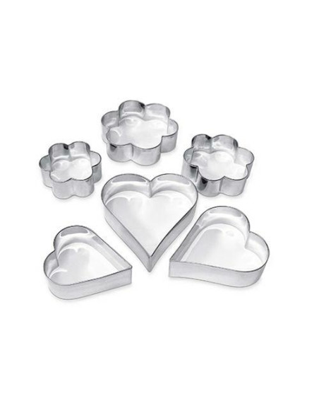 FORMINE IN METALLO CUORI E FIORI PZ.6